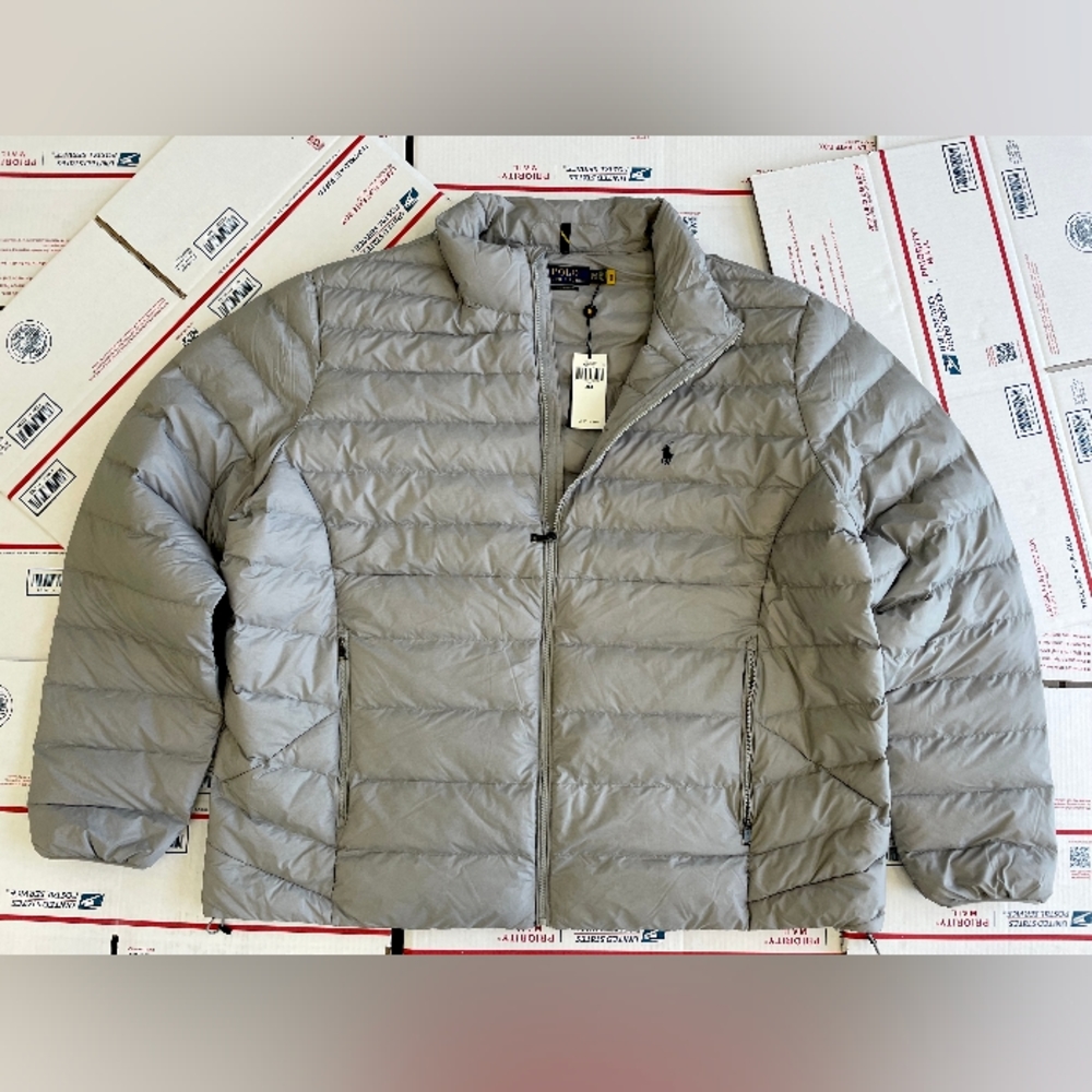 $268 Men’s Polo Ralph Lauren Grey Classics Puffer Bomber Jacket Coat 2X 2XL 2XB - Picture 5 of 15